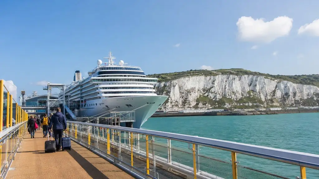 Cruise ship and transfer lane at Dover
