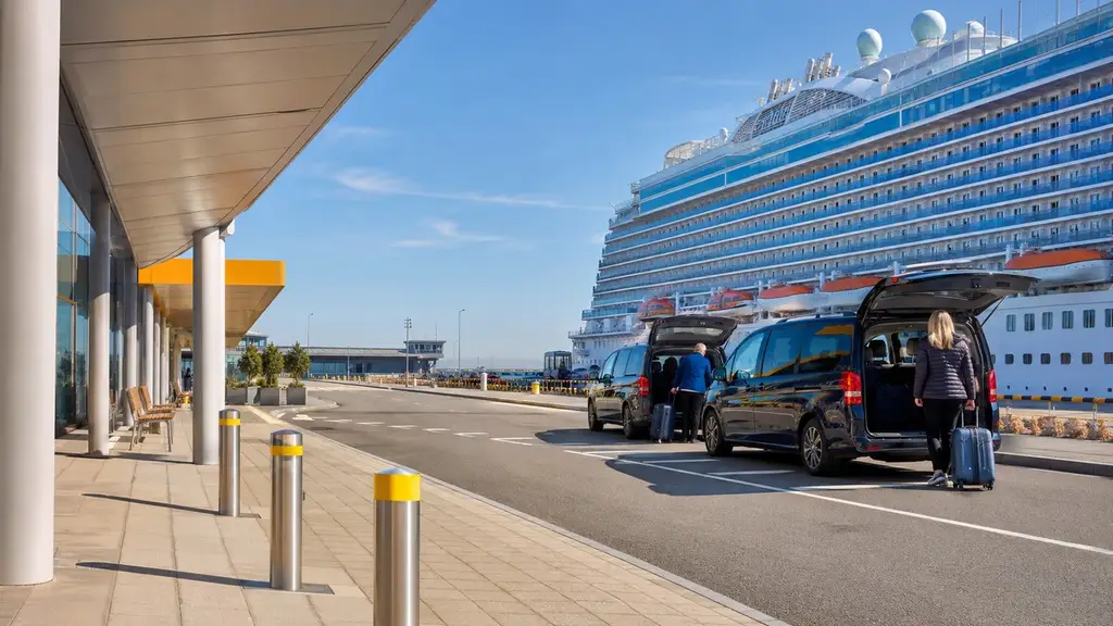 Cruise terminal and passenger pick-up area at Harwich